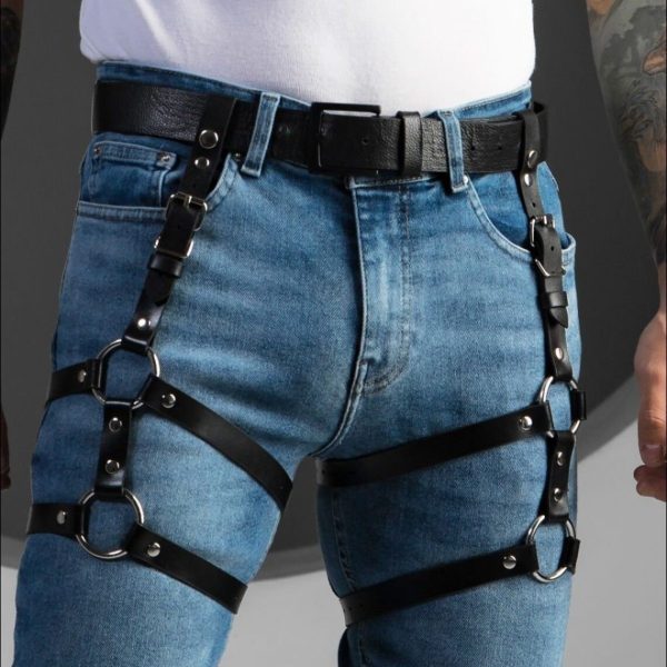 Hot sale  foreign trade belt accessories leg ring hanging pants leather pendant thigh strap men's and women's leather garter - Image 12