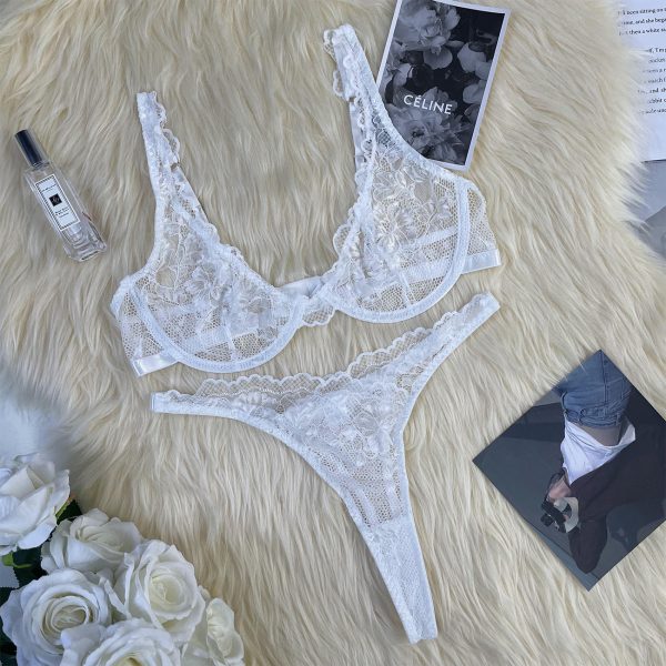 Europe and the United States foreign trade supply  new two-color lace sexy underwear with steel ring set underwear - Image 10