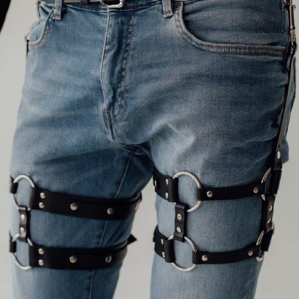 Hot sale  foreign trade belt accessories leg ring hanging pants leather pendant thigh strap men's and women's leather garter - Image 3