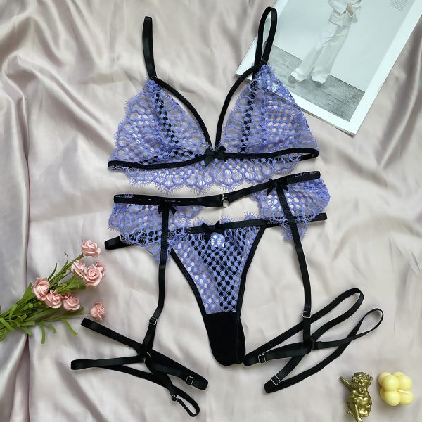 Deer European and American New Sexy Three-piece Set Summer Girl's Hollow Belt Stitching Heavy Eyelash Edge Set - Image 6