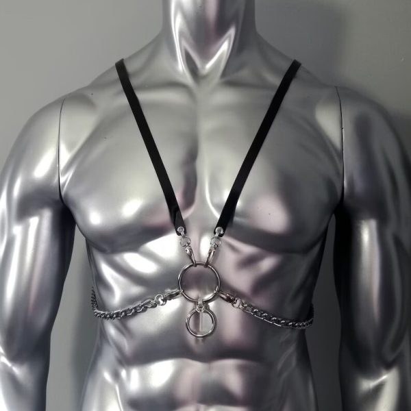 Adult sexy sm clothes men's leather strap chain accessories shoulder strap Joker fashion street shoot a generation of hair - Image 2