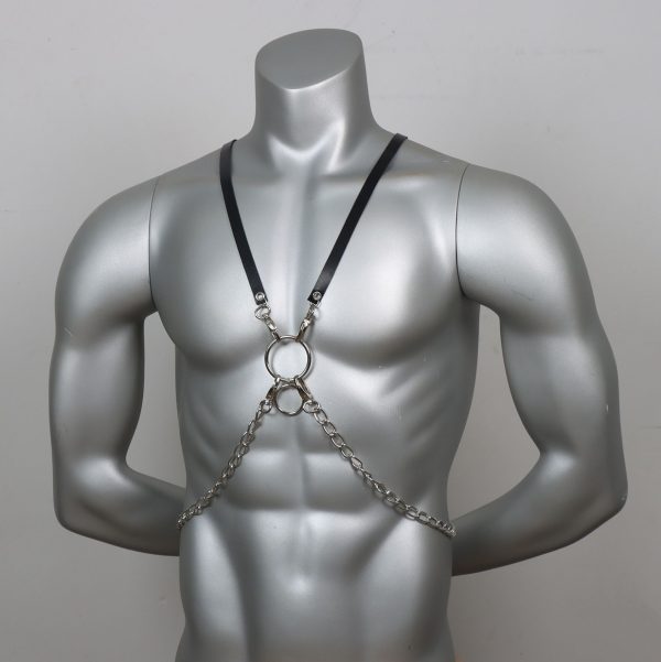 Adult sexy sm clothes men's leather strap chain accessories shoulder strap Joker fashion street shoot a generation of hair - Image 4
