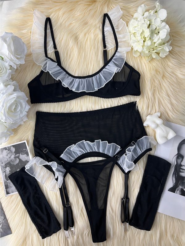 DIER European and American New Mesh Stitching Maid Cosplay Sexy Lingerie suit - Image 6