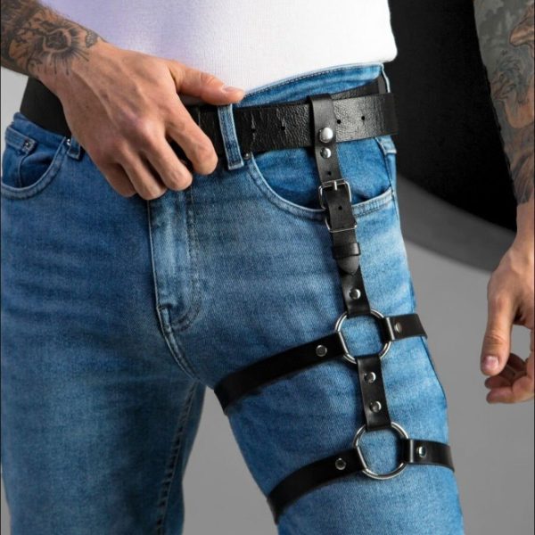 Hot sale  foreign trade belt accessories leg ring hanging pants leather pendant thigh strap men's and women's leather garter - Image 13