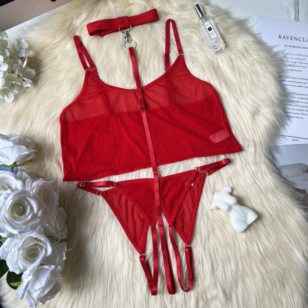DEIR European and American Sexy Open File Panties Strap Intimates Mesh Intimates Set Sexy Kit - Image 6