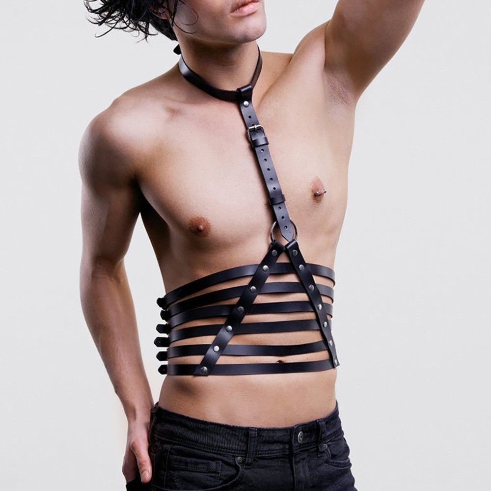 New European and American Strap Men's Personalized Leather Sling Pants Clip Casual All-match Decorative Shackle Shoulder Strap - Image 8