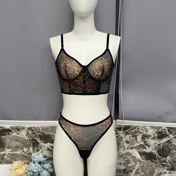 DIER  Leopard Print Lingerie Sexy Ladies Perspective Erotic Romantic Bra suit - Image 7