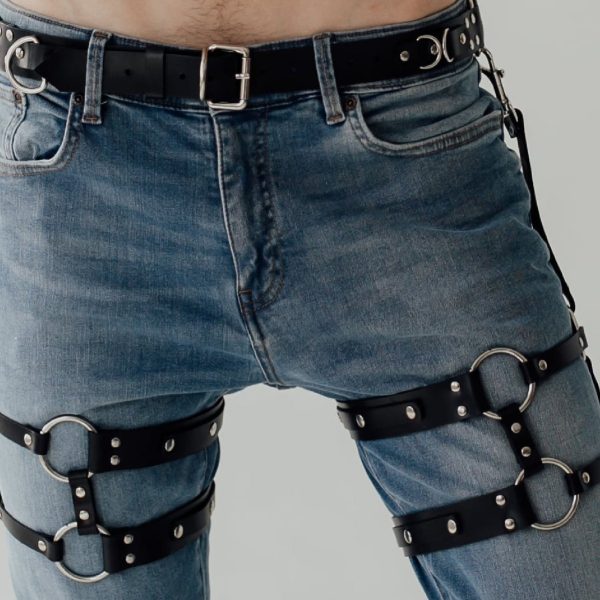 Hot sale  foreign trade belt accessories leg ring hanging pants leather pendant thigh strap men's and women's leather garter - Image 2