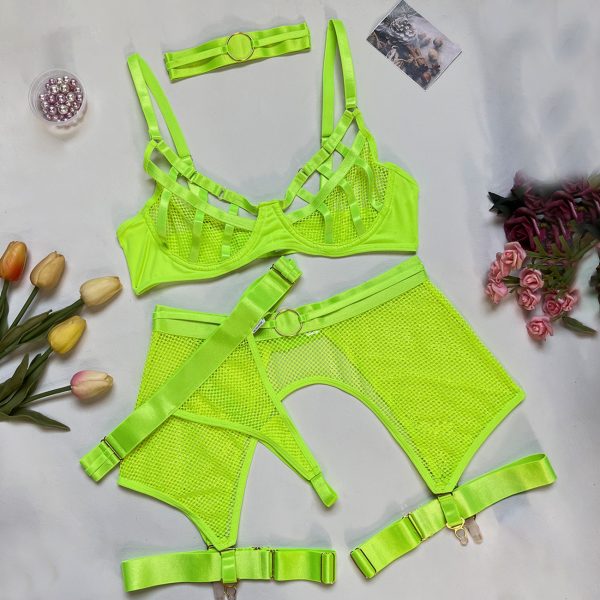 European and American sexy new  fishing net bra sexy underwear set - Image 9