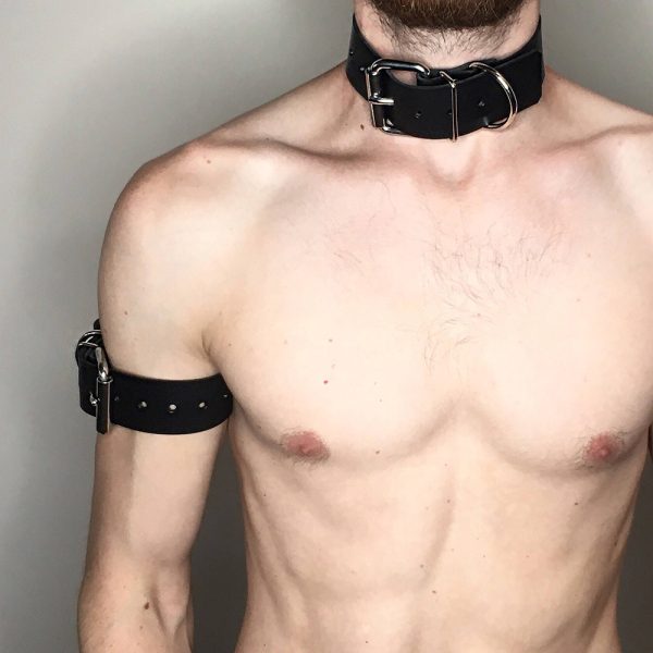 Sex toys men's neck band arm ring artificial leather neck collar BDSM metal ring neck binding band - Image 2