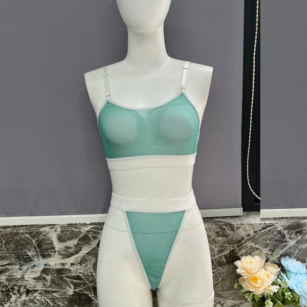 DIER New Export Color Matching Mesh Sexy Suit See-through Sexy Two-piece Set for Women - Image 8