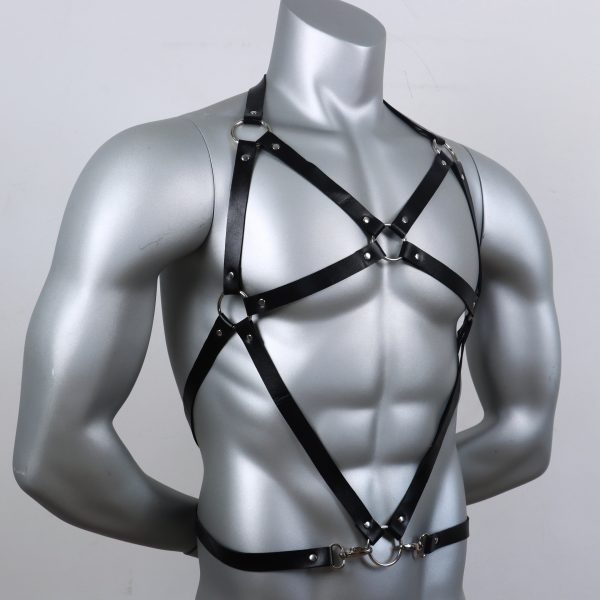 Foreign trade supplier trendy men's belt body constraint shoulder strap binding dark series smsexy leather binding belt - Image 16