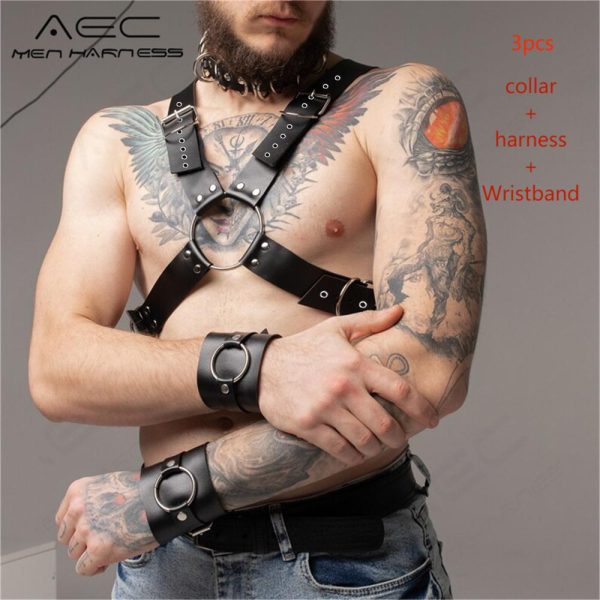 New European and American Strap Men's Personalized Leather Sling Pants Clip Casual All-match Decorative Shackle Shoulder Strap - Image 3