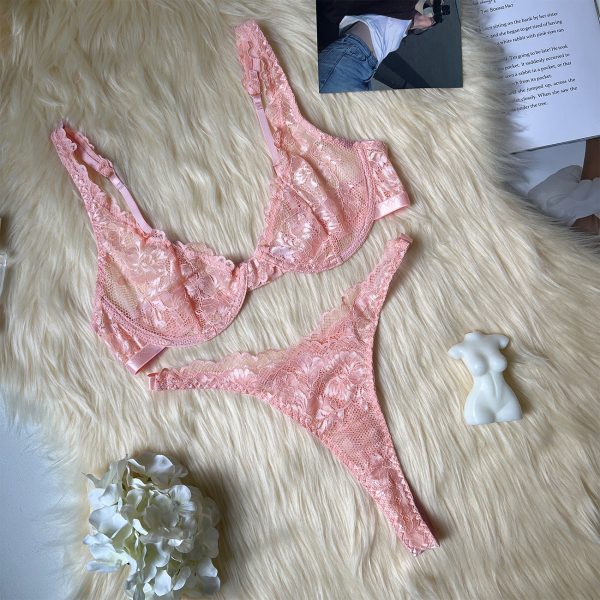 Europe and the United States foreign trade supply  new two-color lace sexy underwear with steel ring set underwear - Image 14