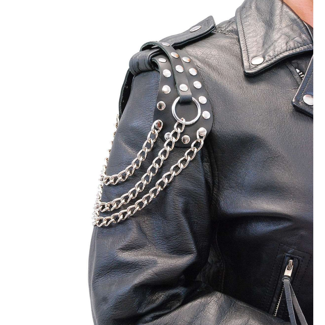 European and American punk quartz cone-shaped rivet leather personality interesting shoulder strap - Image 3