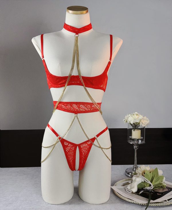 DIER European and American heavy chain leak r strap sexy lingerie sexy lingerie kit - Image 7