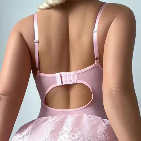 Europe and the United States pure want to shape one-piece suit lace stitching with suspenders sexy lingerie - Image 4