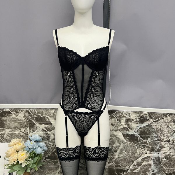 DIER  Sexy Lingerie Jumpsuit Paragraph Lace European and American Sexy Suit Intimates - Image 6