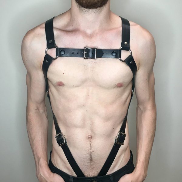 Foreign trade supplier trendy men's belt body constraint shoulder strap binding dark series smsexy leather binding belt - Image 7