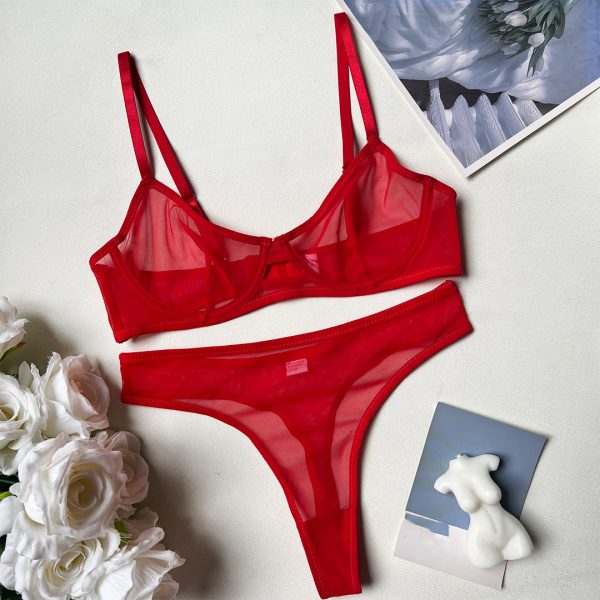 DIER Sexy Leopard Print Intimates French Bra Ultra-thin Mesh Sexy Suit Perspective Вопа - Image 7