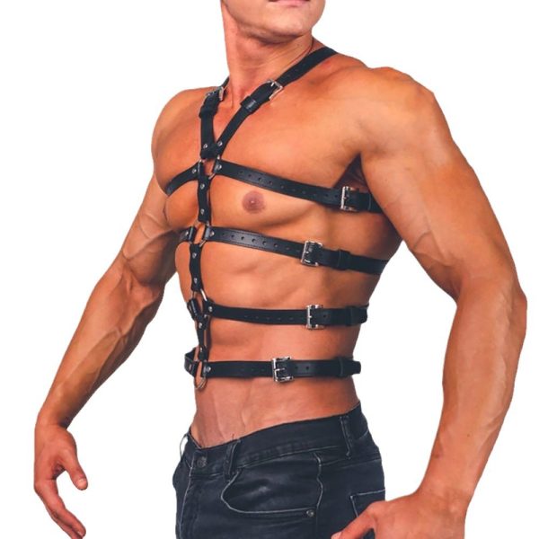 Men's arm shoulder multi-layer leather strap European and American performance clothing personality Net red leather shoulder strap arm strap - Image 5