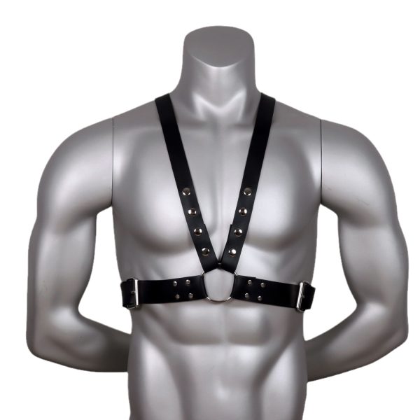 Men's strap men's clothes black ring binding performance props leather double row nail sexy clothing - Image 6