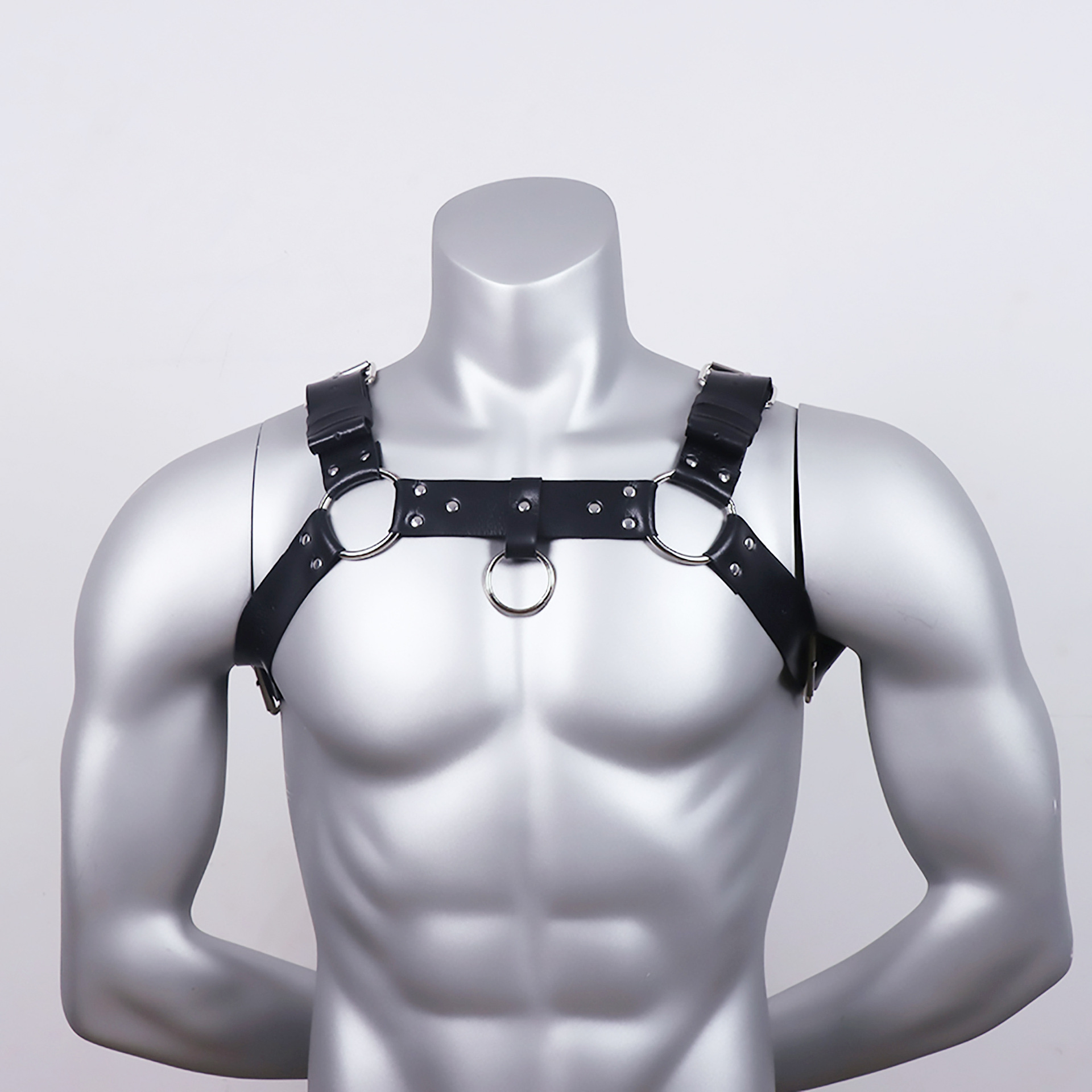 New European and American Strap Men's Personalized Leather Sling Pants Clip Casual All-match Decorative Shackle Shoulder Strap - Image 7