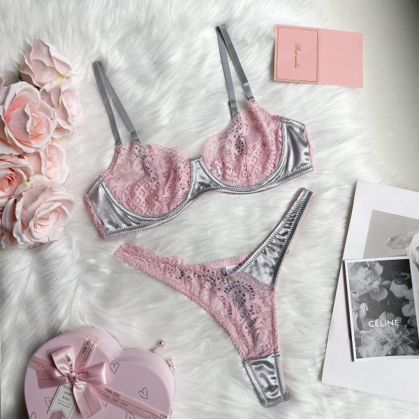 DIER new foreign trade color matching lace mesh sexy suit perspective sexy two-piece women - Image 8