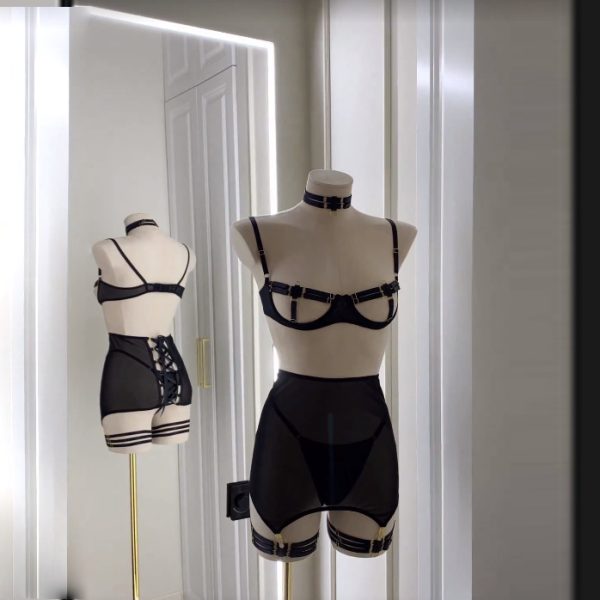 Deer European and American Explosions New Women's Fashion Mesh Comfortable Sexy Underwear with Steel Ring Gathering 5-piece Set - Image 5