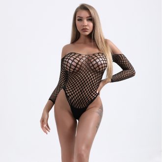 European and American ins Internet Celebrity Fishing Net Bikini One-piece Non-take-off Sexy Underwear Women's One-piece Hollow Sexy Mesh Clothes