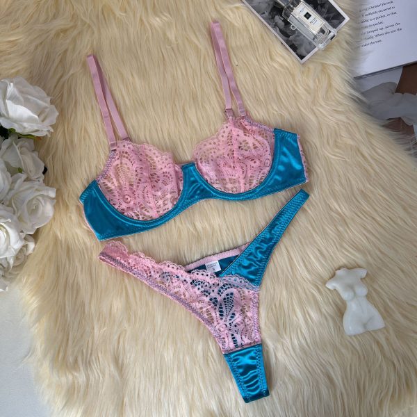 DIER new foreign trade color matching lace mesh sexy suit perspective sexy two-piece women - Image 10