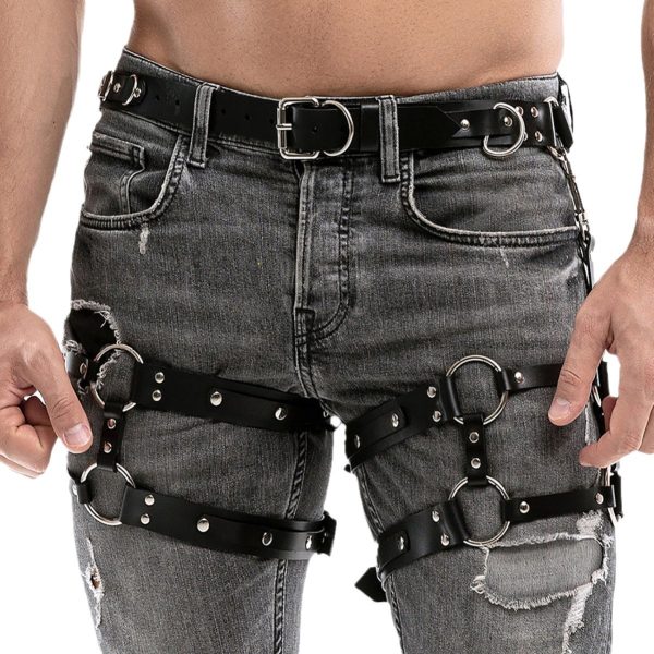 Hot sale  foreign trade belt accessories leg ring hanging pants leather pendant thigh strap men's and women's leather garter - Image 5