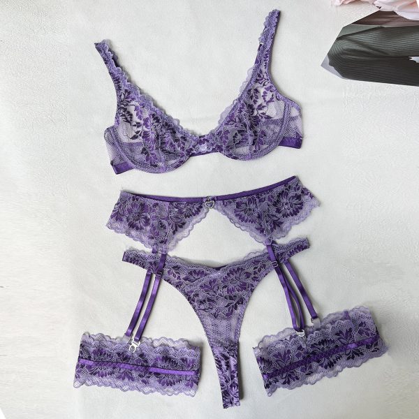 DIER European and American Export  Supply Two-color Lace Sexy Intimates with Steel Ring Set Intimates - Image 6