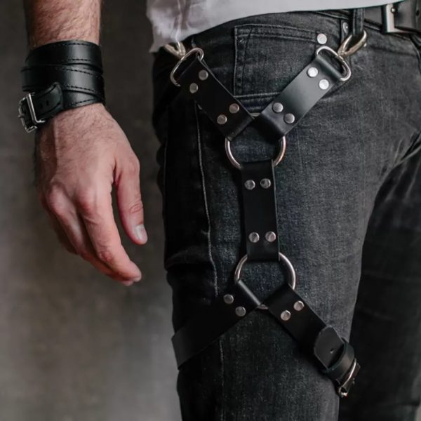 Hot selling  foreign trade belt accessories leg ring pants leather pendant thigh strap men's and women's garter belt tied socks - Image 2