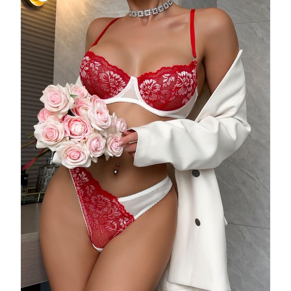 DIER New Export Color-blocked Lace Mesh Sexy Suit See-through Sexy Two-piece Set for Women - Image 5