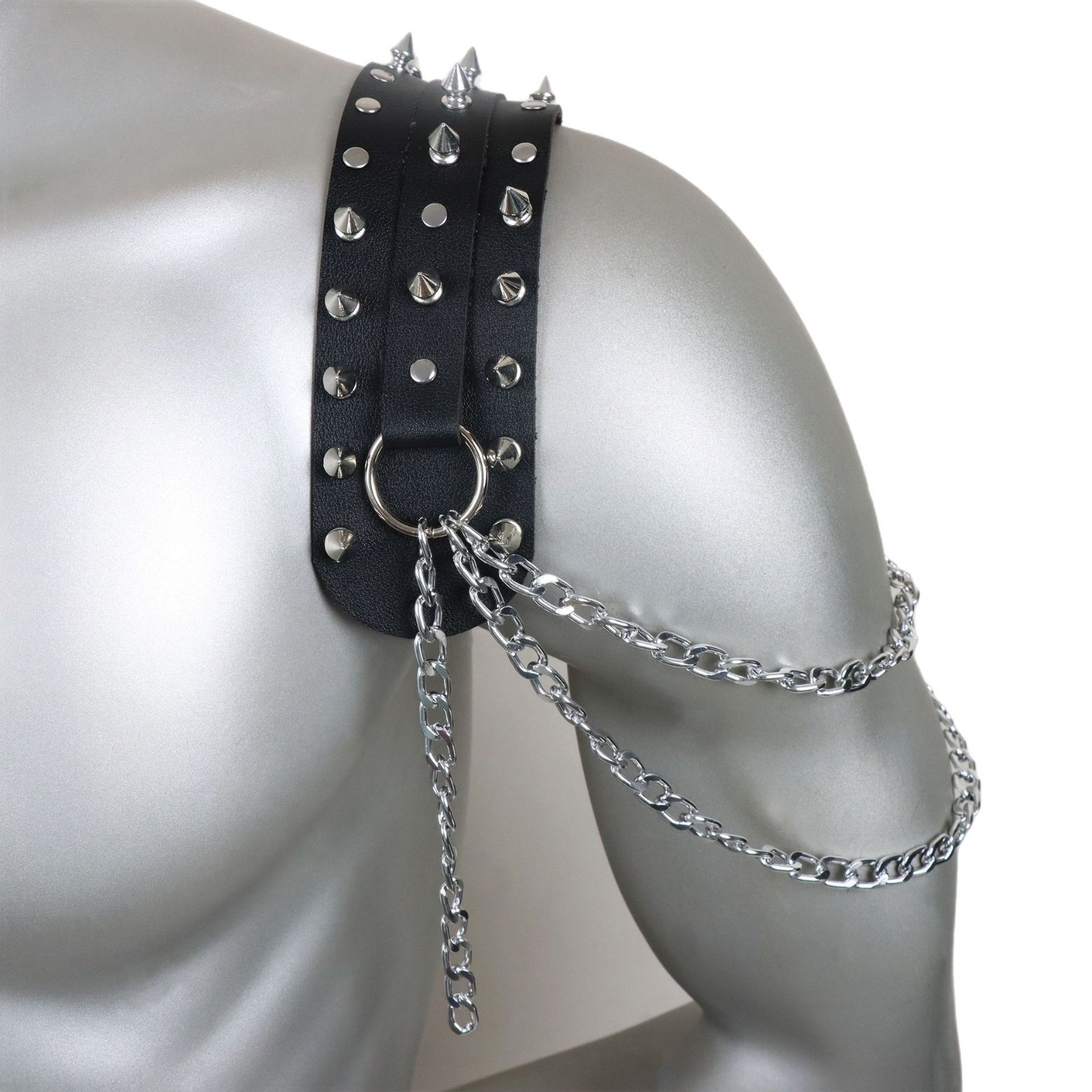 European and American punk quartz cone-shaped rivet leather personality interesting shoulder strap - Image 5