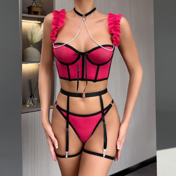 DIER European and American Cute Naughty Outfit See-through Skirt Mesh Intimates Sexy Bra Outer Vest - Image 4