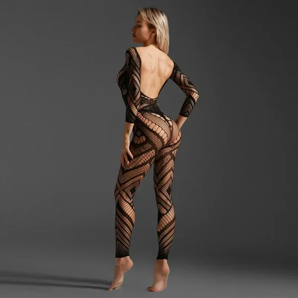 New European and American sexy transparent hollow passion suit open file conjoined underwear sexy uniform temptation Wholesale - Image 3
