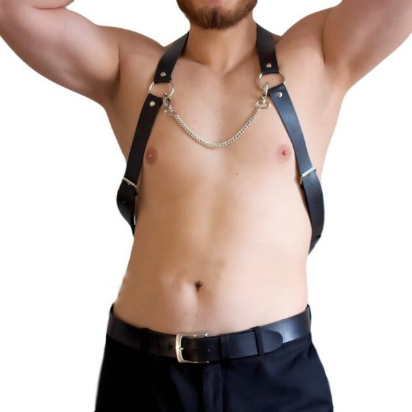 sm Amazon Explosive Punk Strap Belt Personalized Trendy Chain Leather Chest Belt Men's Sex Leather - Image 4