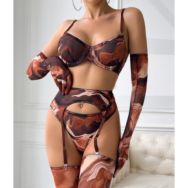 Dier European and American Ins Tie-Dye Sexy Intimates 5-Piece Set New Tie-Dye Sexy Intimates Sexy Kit - Image 2