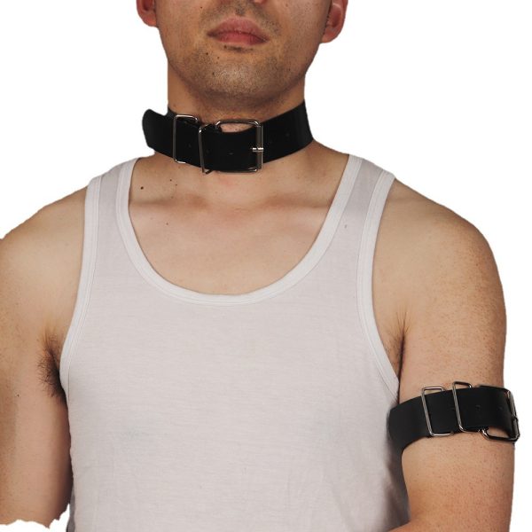 Sex toys men's neck band arm ring artificial leather neck collar BDSM metal ring neck binding band - Image 5