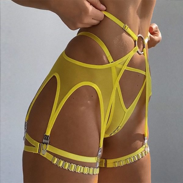 Deer Foreign Trade Europe and America Summer Hot Sexy Underwear Sexy Contrasting Color Mesh Steel Ring Mesh Perspective Kit - Image 4