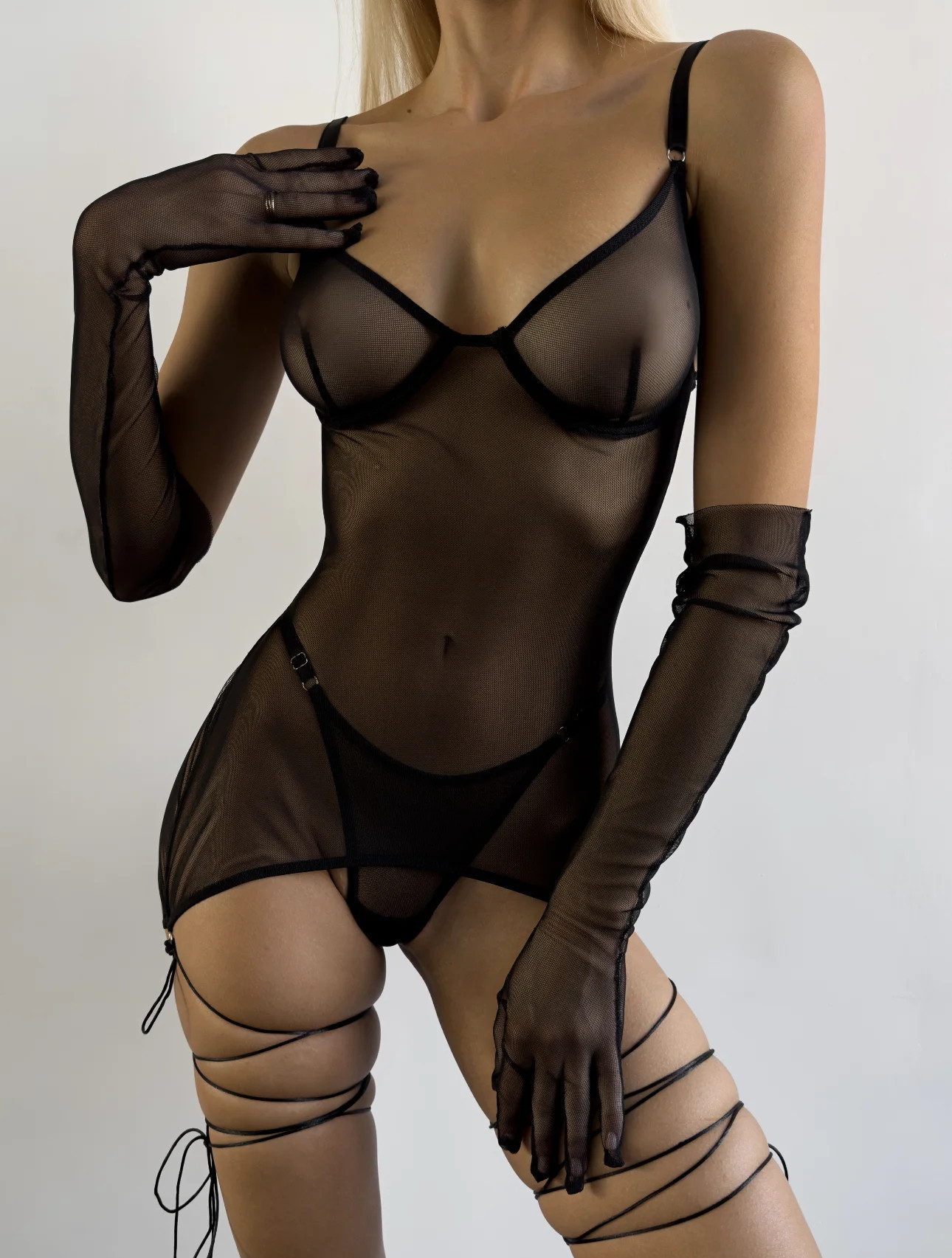 Sexy Mesh Lingerie Set: Temptation Bra Dress Outerwear Kit - Image 3
