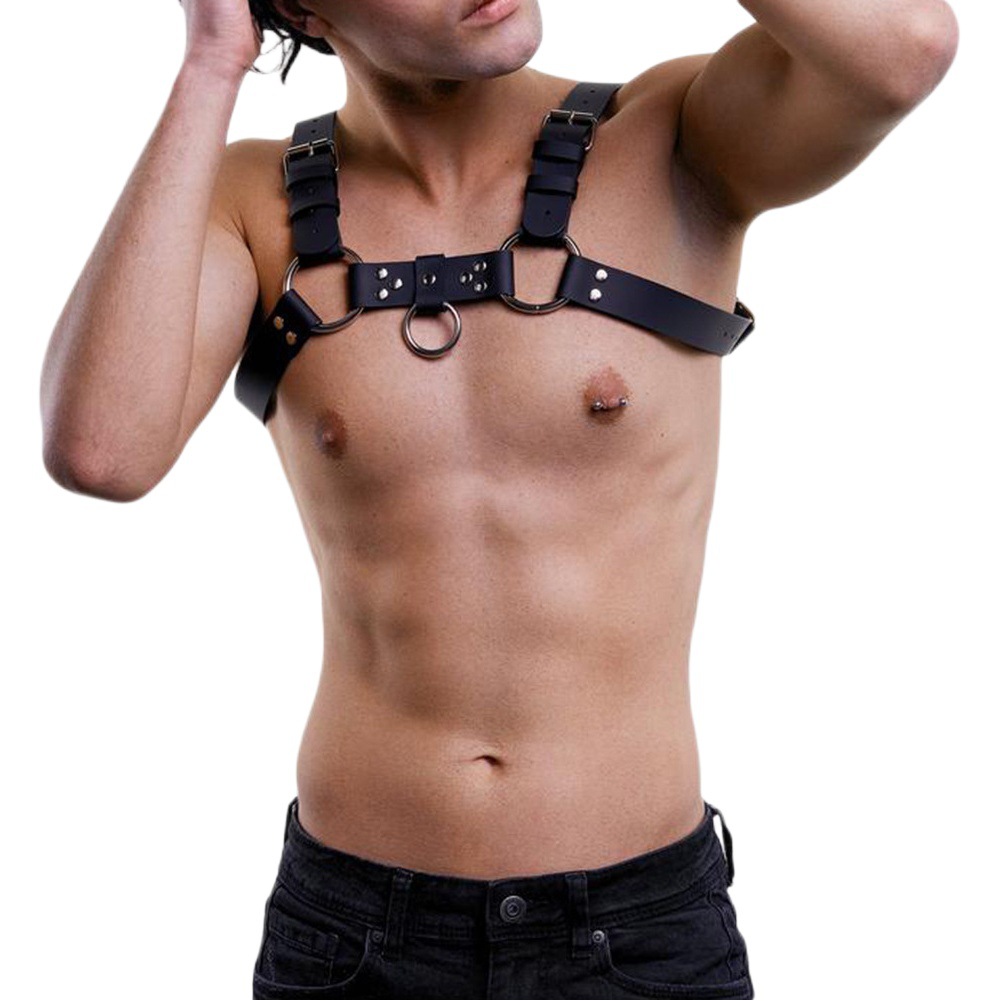 New European and American Strap Men's Personalized Leather Sling Pants Clip Casual All-match Decorative Shackle Shoulder Strap