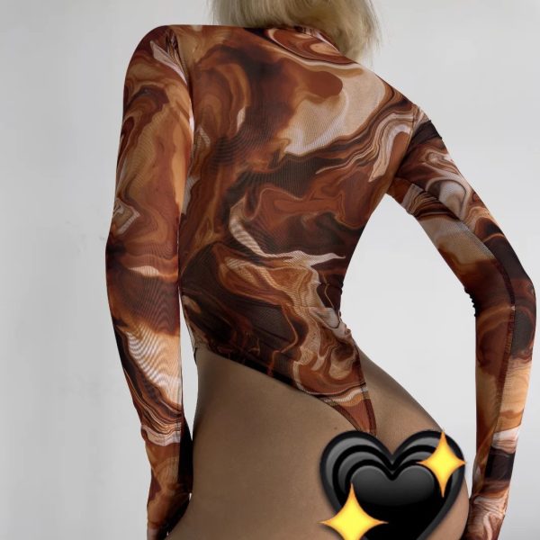 DIER Tie-dye Sexy Intimates Jumpsuit Tie-dye European and American Sexy Tight Outer Wear bodysuit Jumpsuit - Image 5