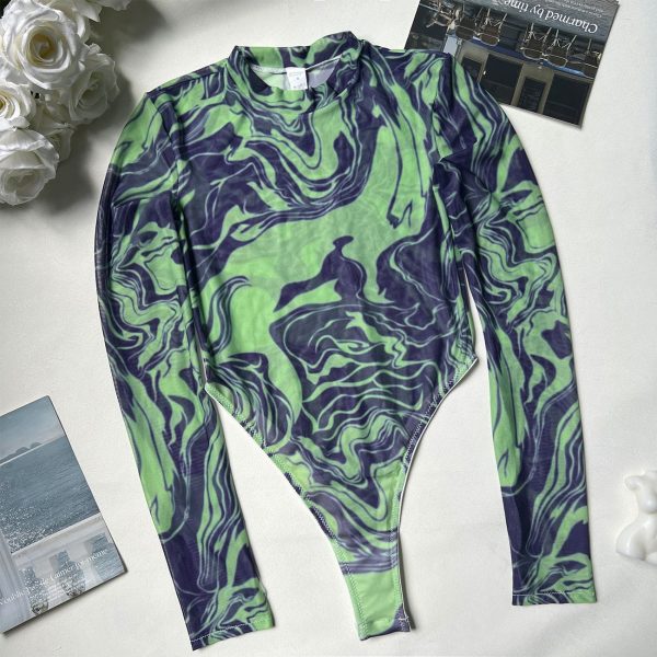 DIER Tie-dye Sexy Intimates Jumpsuit Tie-dye European and American Sexy Tight Outer Wear bodysuit Jumpsuit - Image 13