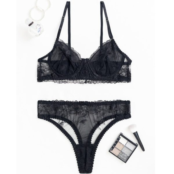 European and American Sexy Lace Embroidered Lace Intimates Mesh See-Through Pattern Intimates Sexy Suit - Image 6