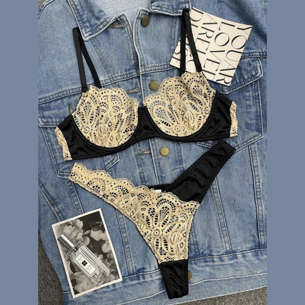 DIER new foreign trade color matching lace mesh sexy suit perspective sexy two-piece women - Image 9