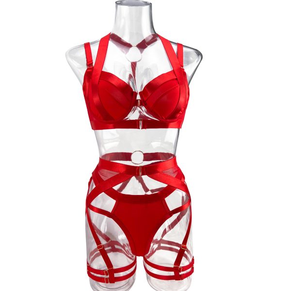 new gathered steel ring mesh garter belt sexy body shaping sexy lingerie multi-piece set - Image 5