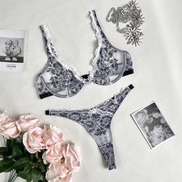 Europe and the United States foreign trade supply  new two-color lace sexy underwear with steel ring set underwear - Image 8